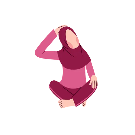 Hijab Woman Stretching  Illustration