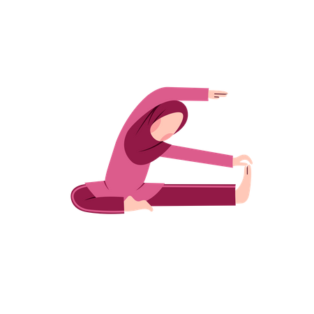 Hijab Woman Stretching  Illustration