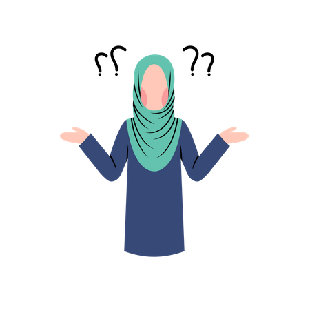 Hijab Woman Thinking  Illustration