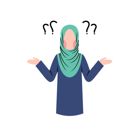 Hijab Woman Thinking Illustration
