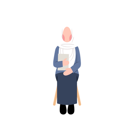 Hijab Woman Waiting For Job Interview Illustration