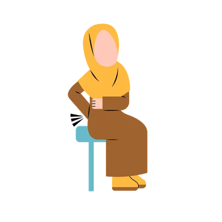 Hijab Woman With bone weakness  Illustration