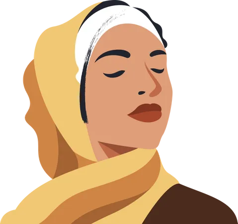 Hijab woman with closed eyes Illustration