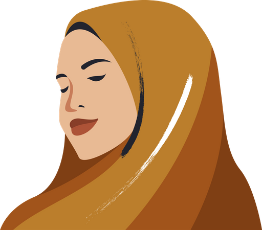 Hijab woman with covered head  Illustration