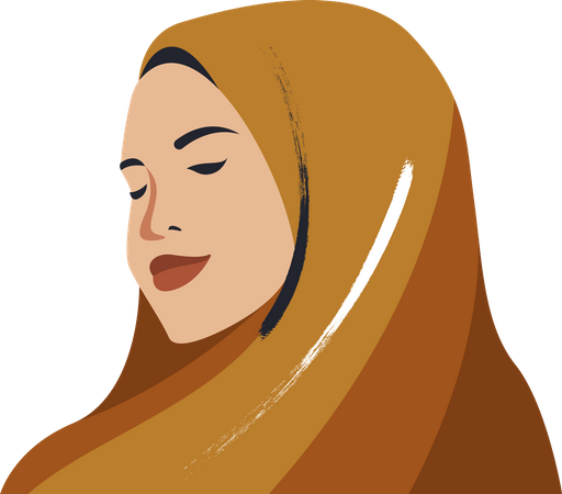 Hijab woman with covered head  Illustration