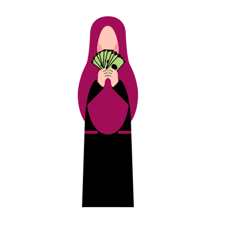 Hijab Woman with Money Illustration