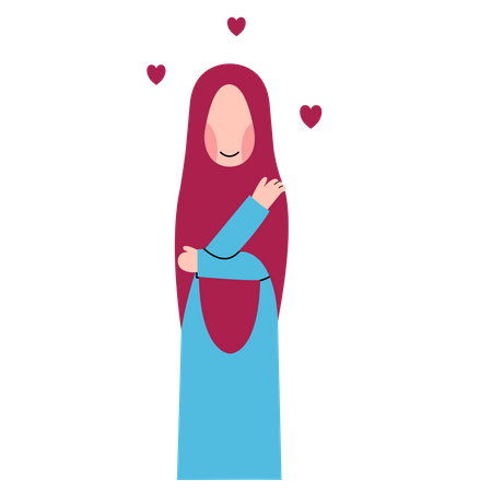 Hijab Woman With Self Love Illustration