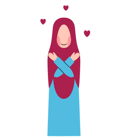 Hijab Woman With Self Love Illustration