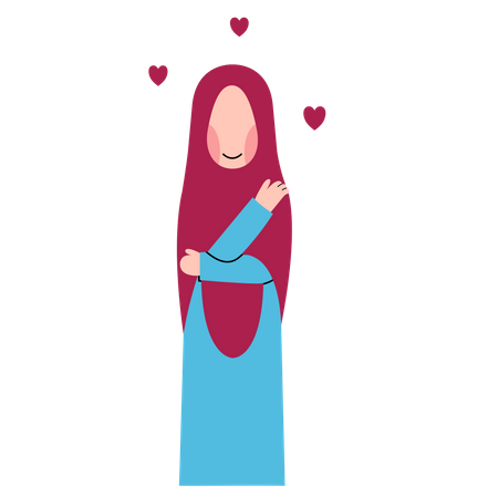 Hijab Woman With Self Love  Illustration