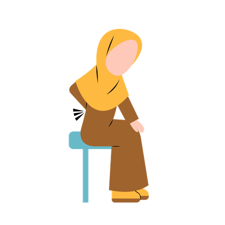 Hijab Woman With severe back pain  Illustration