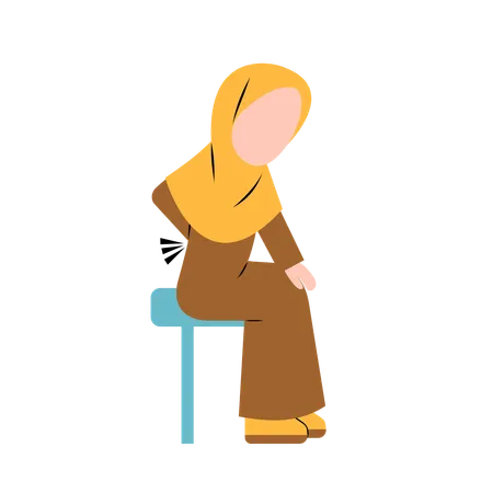 Hijab Woman With severe back pain  Illustration