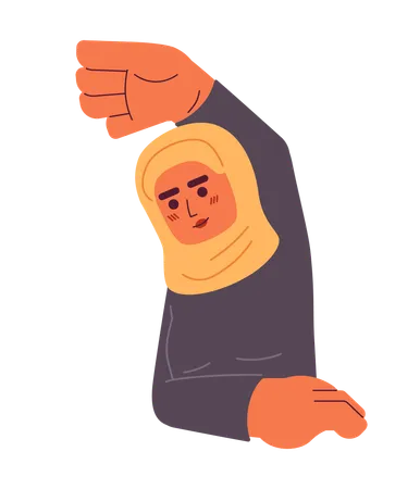 Hijab young adult woman stretching arm exercise  Illustration