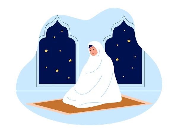 Hijabi girl praying during Ramadan  Illustration