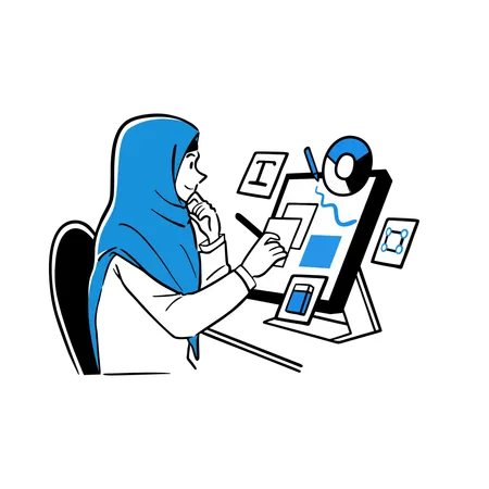 Hijabi Graphic Designer  Illustration