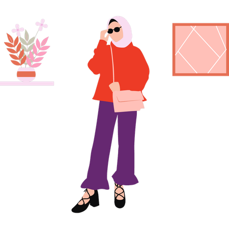 Hijabian girl is wearing sunglasses  Illustration