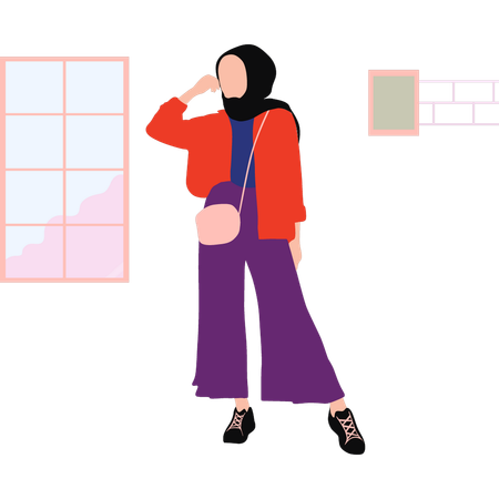 Hijabian is posing  Illustration