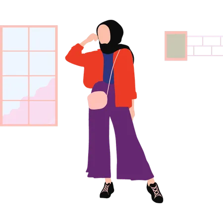 Hijabian is posing  Illustration