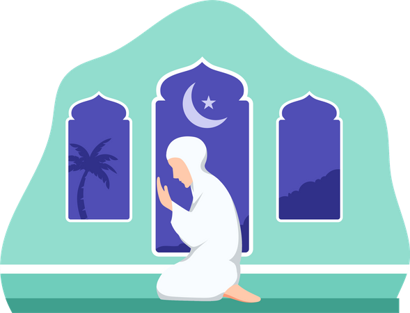 Hijjab-Frau beim Namaz-Gebet  Illustration