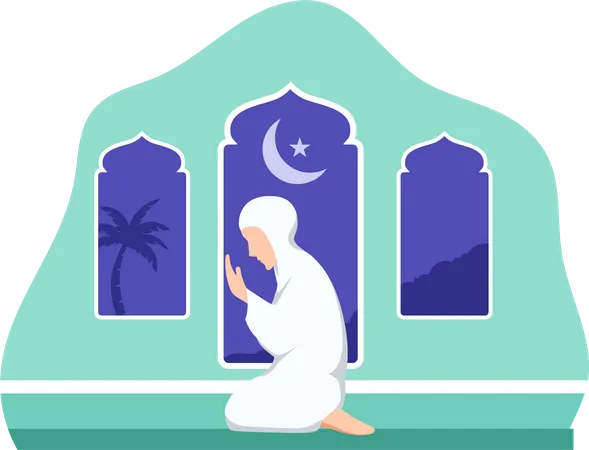 Hijjab-Frau beim Namaz-Gebet  Illustration