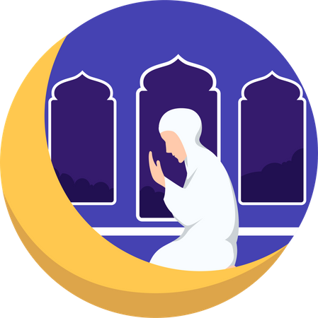 Hijjab girl doing praying Illustration