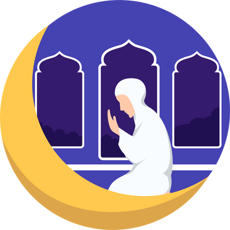 Hijjab girl doing praying  Illustration