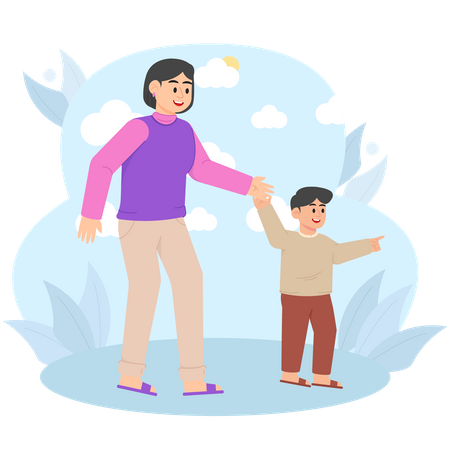 Hijo y madre  Ilustración