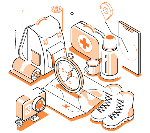 Hiking equipment  Illustration