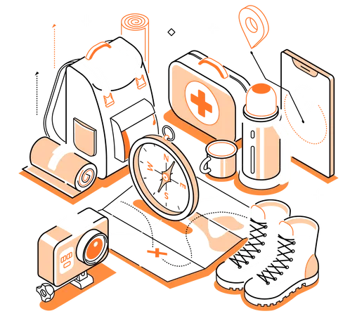 Hiking equipment  Illustration