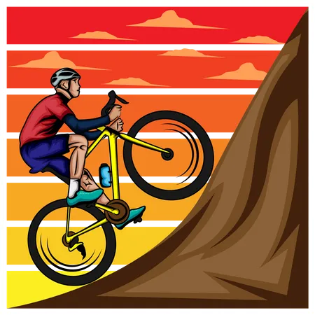 Hill biking  Illustration