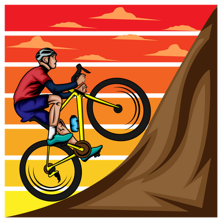 Hill biking  Illustration