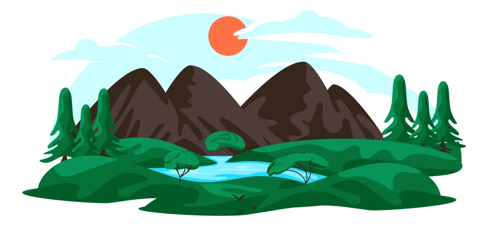 Beautifully Designed Mountain Background Is Up For Premium Use Illustration