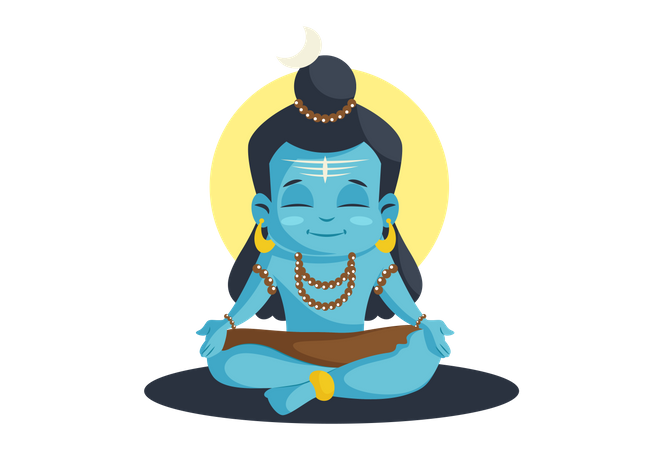 Hindu God Shiva Cartoon face  Illustration