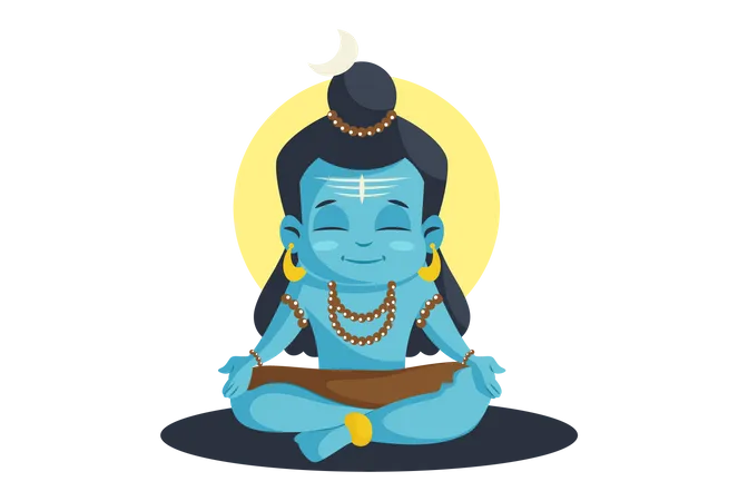 Hindu God Shiva Cartoon face  Illustration