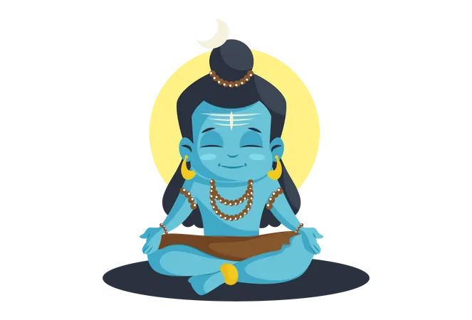 Hindu-Gott Shiva Cartoon Gesicht  Illustration
