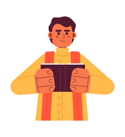 Hindu Priest Semi Flat Colorful Vector Character Indian Man Preacher Religious Leader Hindu Temple Editable Full Body Person On White Simple Cartoon Spot Illustration For Web Graphic Design 일러스트레이션