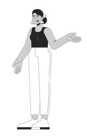 Hindu woman in casual wear gesturing while talking  Illustration