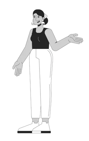 Hindu woman in casual wear gesturing while talking  Illustration
