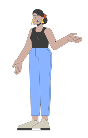 Hindu woman in casual wear gesturing while talking  Illustration