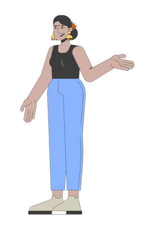 Hindu woman in casual wear gesturing while talking  Illustration