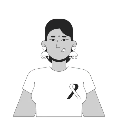 Hindu woman promoting breast cancer awareness  Illustration