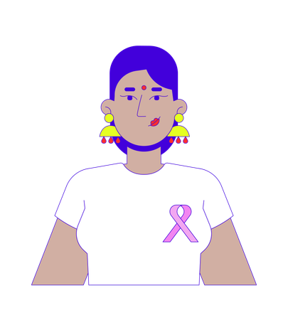 Hindu woman promoting breast cancer awareness  Illustration