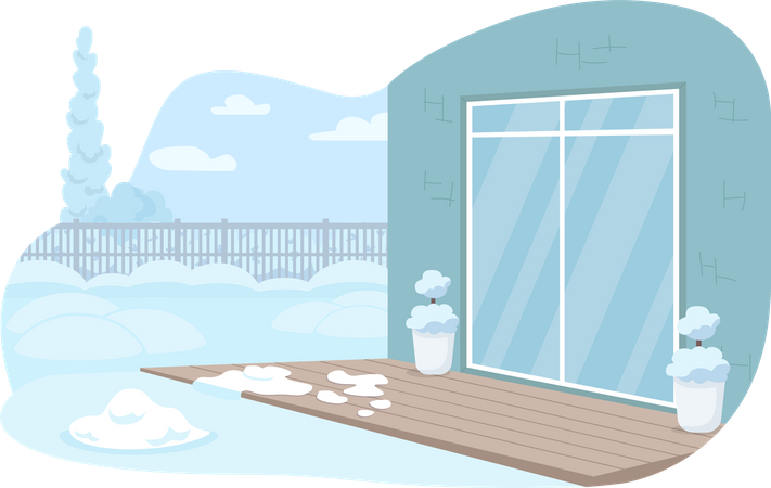 Hinterhof im Winter  Illustration