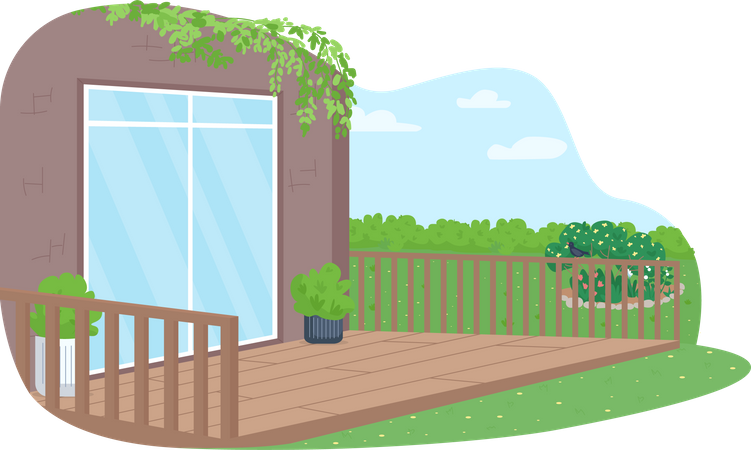 Hinterhofterrasse des Hauses  Illustration