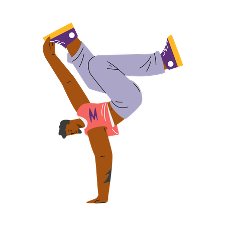 Hip hop breakdancer in handstand pose  Illustration