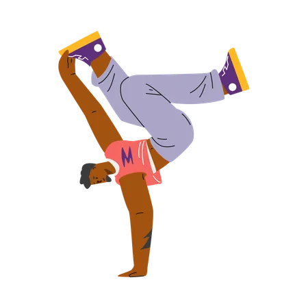 Hip hop breakdancer in handstand pose  Illustration