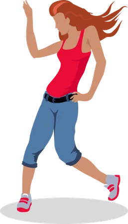 Street Dancer Vector Illustration Flat Design Red Head Girl In Shorts Shirt And Sneakers Dancing Activity And Sport For Celebrating Party Concepts Dancing Club Ad Isolated On White Background イラスト