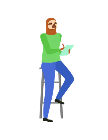 Animal hipster assis sur un tabouret  Illustration