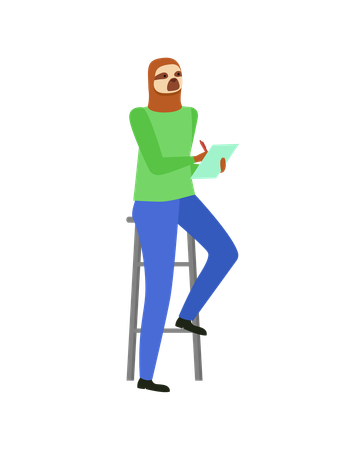 Hipster animal sitting on stool  Illustration