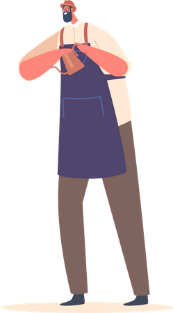 Hipster Barista servindo café  Ilustração