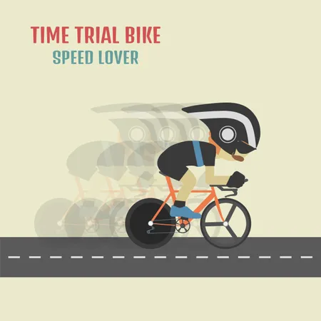Ciclista hipster em bicicleta de contra-relógio  Ilustração